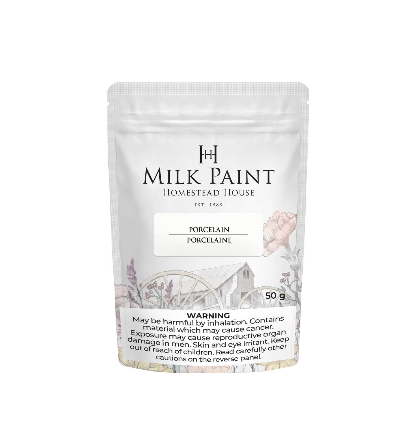 Porcelain Milk paint packaging with 'Homestead House' branding on a white background