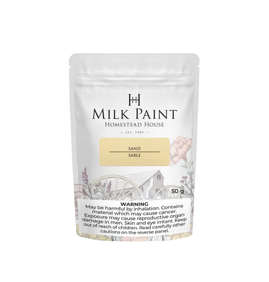 Sand Milk paint packaging labeled 'Homestead House' on a white background