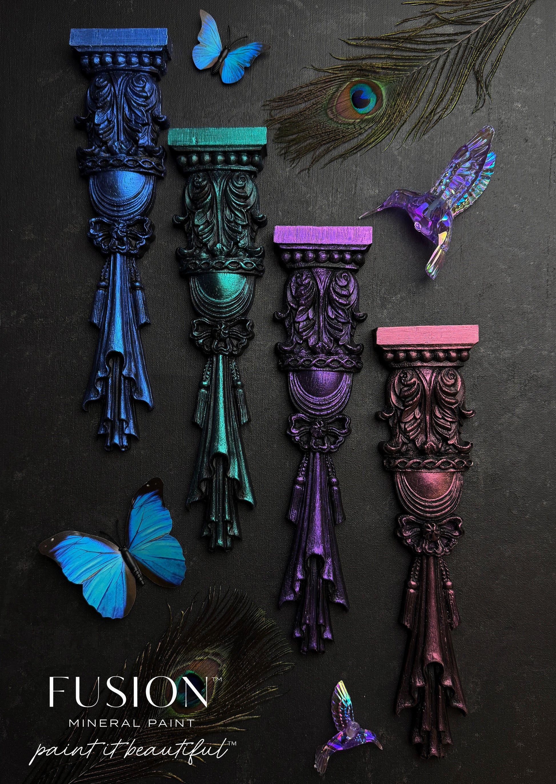 Fusion Mineral Paint Chromaflex Colour Shifting Paints painted onto mouldings