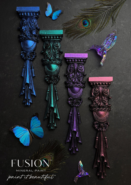 Fusion Mineral Paint Chromaflex Colour Shifting Paints painted onto mouldings