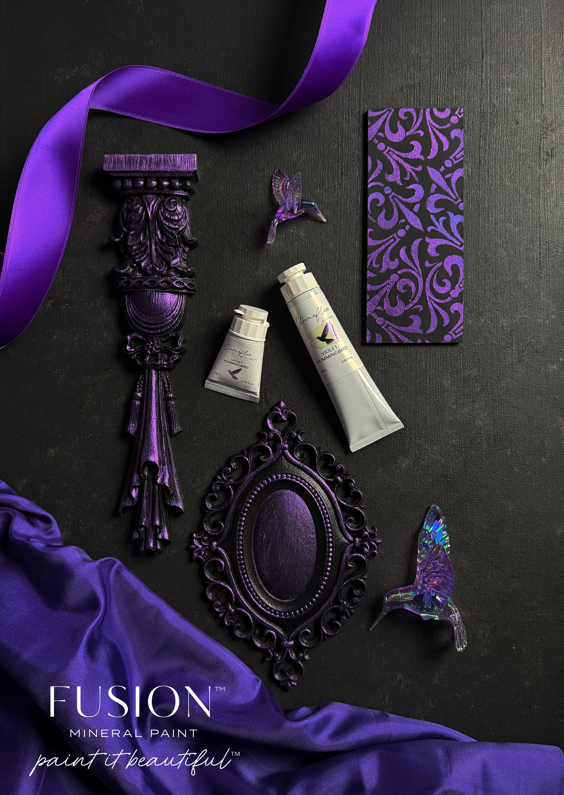 Fusion Chromaflex Violet Hummingbird Flatlay