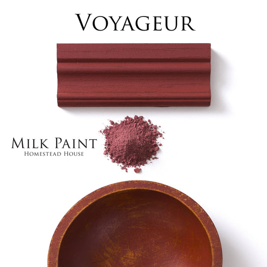 Voyageur Homestead House Milk Paint colour swatches on wooden bowl and painted trim 
