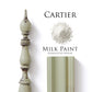 Cartier Milk Paint with a decorative spindle and sample on a white background
